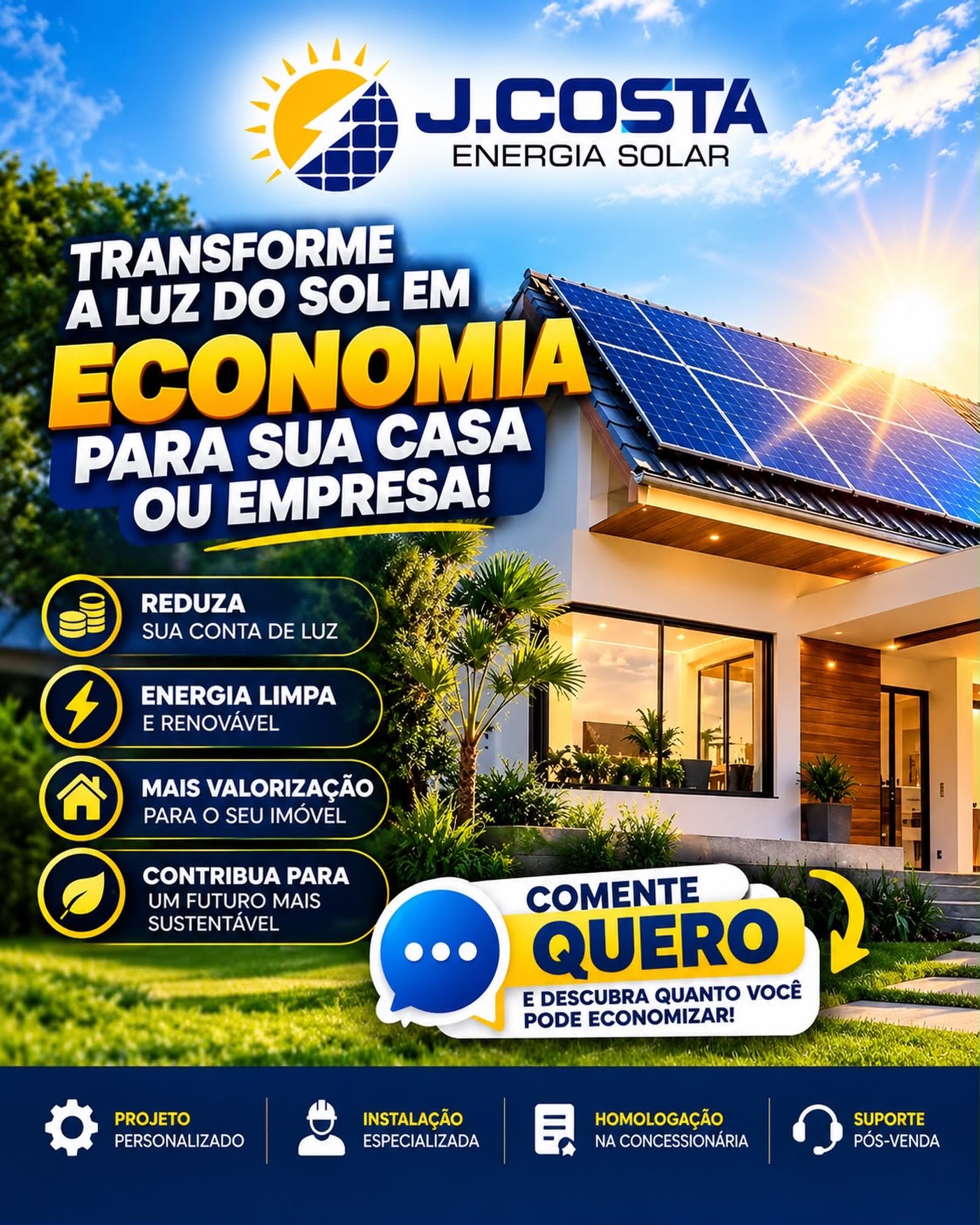 Instalação solar real executada pela JCosta Energia Solar em Alagoinhas